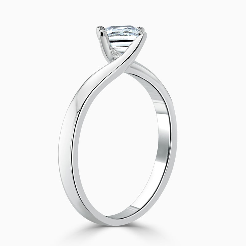 18ct White Gold Princess Cut Twist Engagement Ring