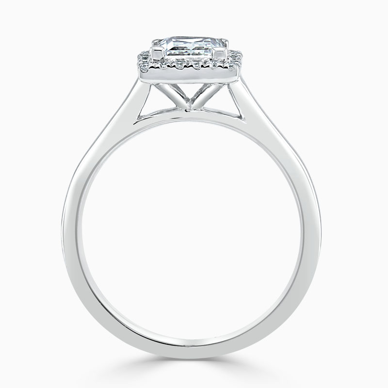 Platinum Princess Cut Classic Plain Halo Engagement Ring