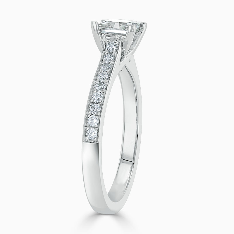 Platinum Princess Cut Openset Pavé Engagement Ring