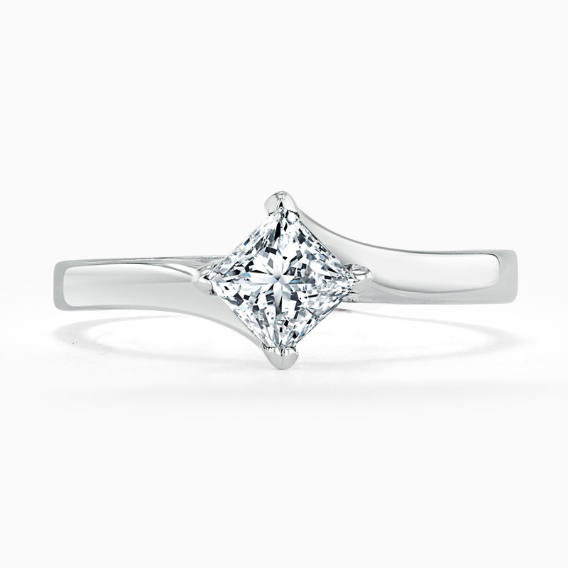 Platinum Princess Cut Twist Engagement Ring