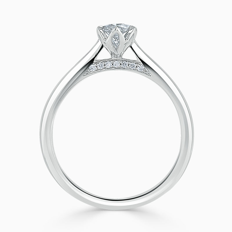 Platinum Marquise Cut Diamond Set Lotus Engagement Ring