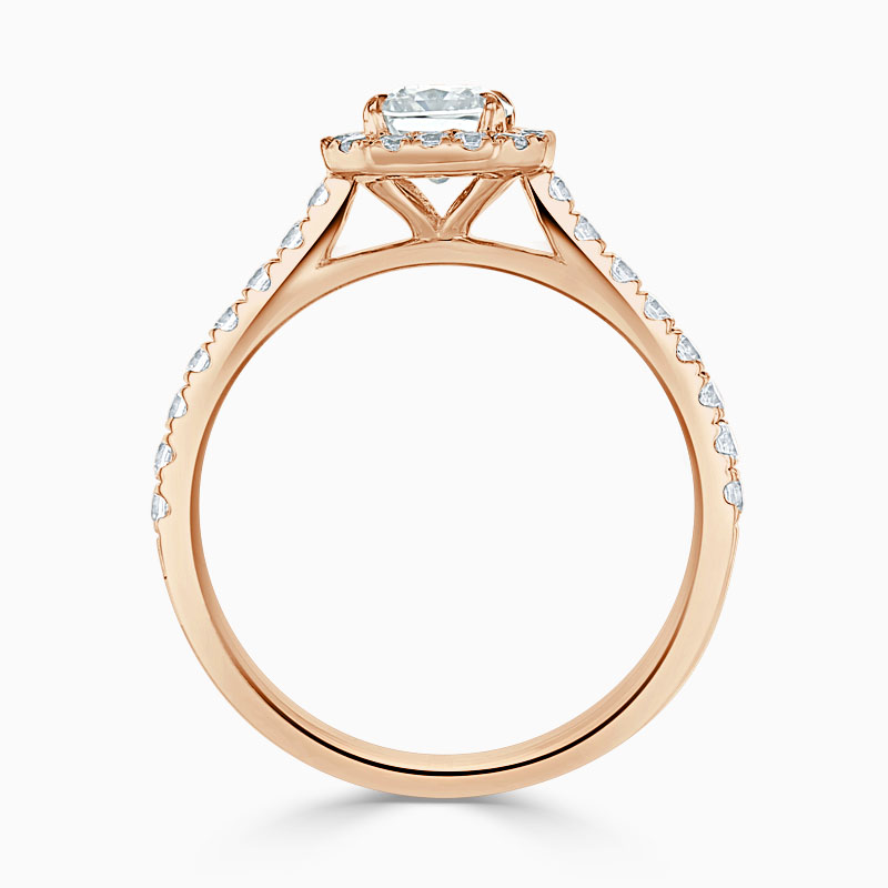 18ct Rose Gold Radiant Cut Classic Wedfit Halo Engagement Ring