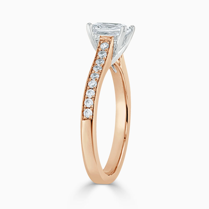 18ct Rose Gold Radiant Cut Openset Pavé Engagement Ring