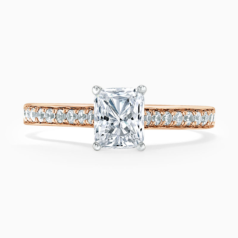 18ct Rose Gold Radiant Cut Openset Pavé Engagement Ring