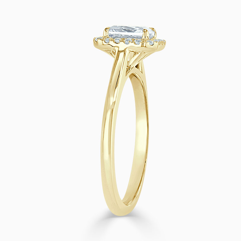 18ct Yellow Gold Radiant Cut Classic Plain Halo Engagement Ring