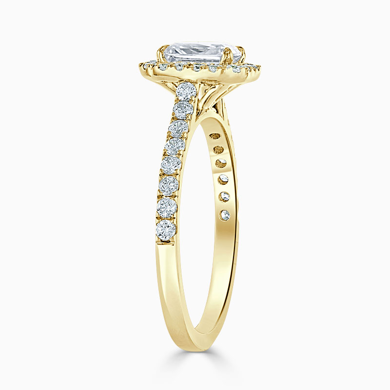 18ct Yellow Gold Radiant Cut Classic Wedfit Halo Engagement Ring