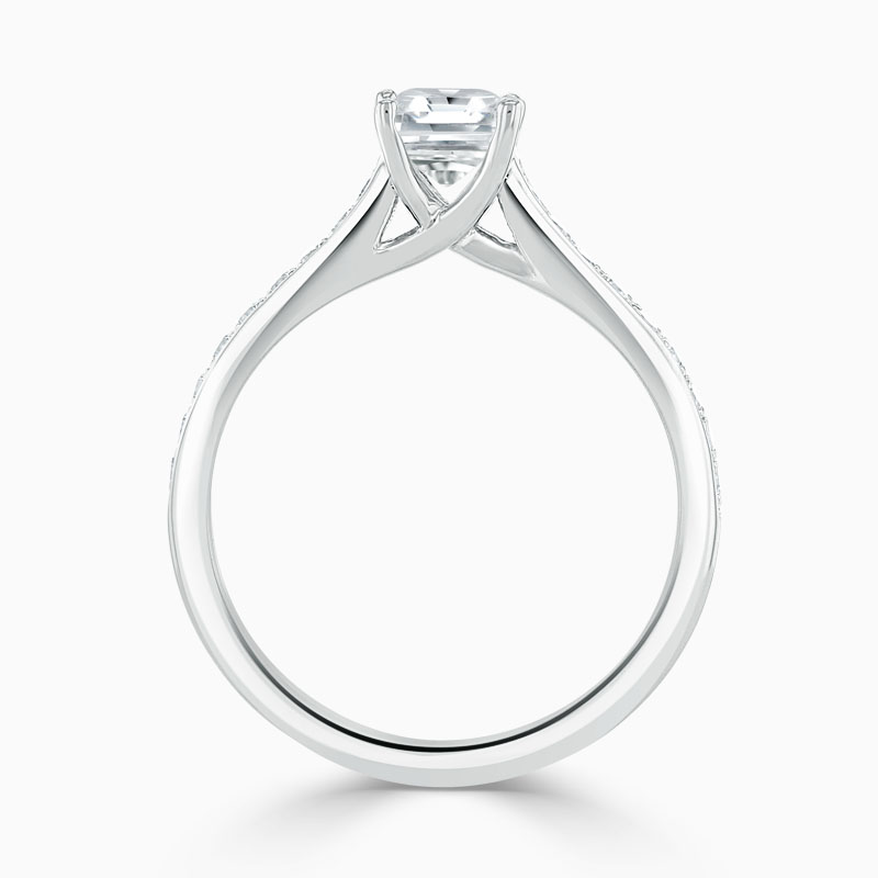 18ct White Gold Radiant Cut Openset Pavé Engagement Ring