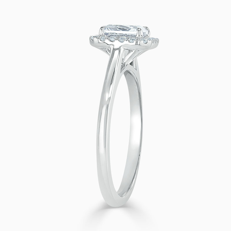 Platinum Radiant Cut Classic Plain Halo Engagement Ring