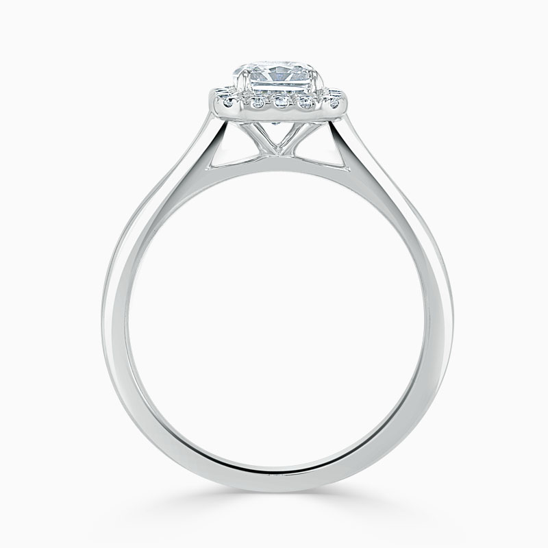 Platinum Radiant Cut Classic Plain Halo Engagement Ring