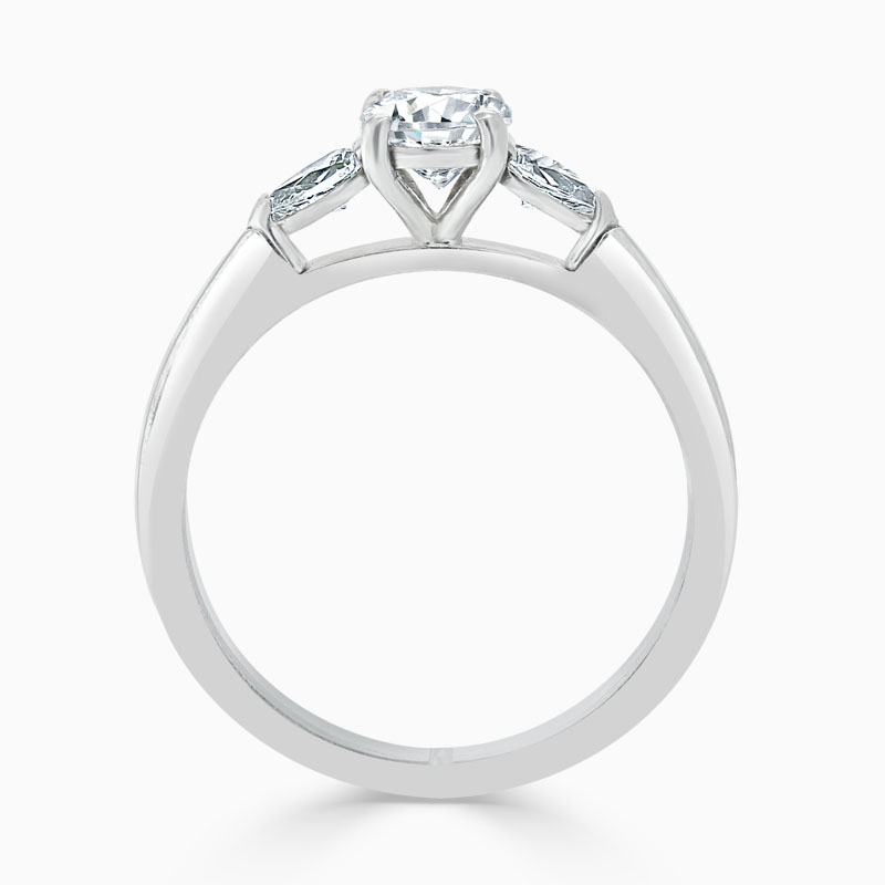 Platinum Round Brilliant 3 Stone with Pears Engagement Ring