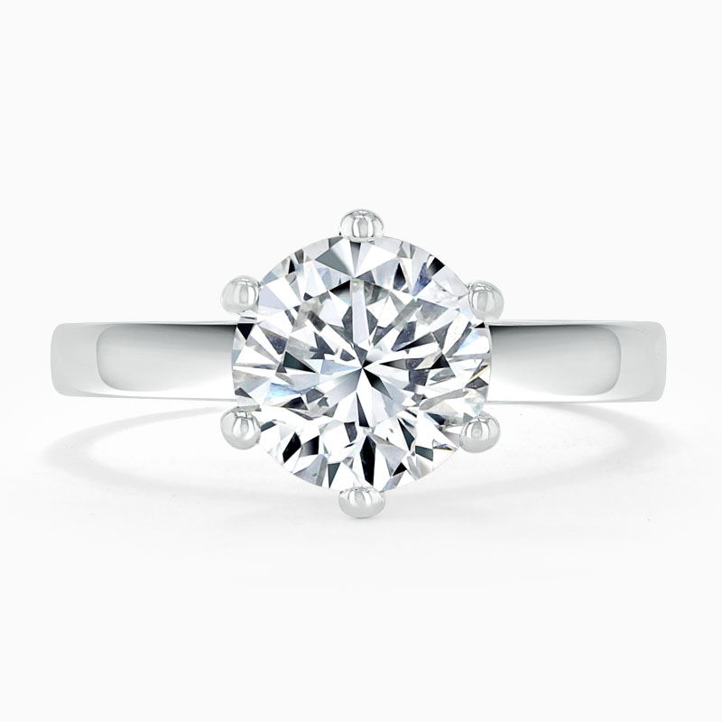 Platinum Round Brilliant Brilliant 6 Claw Engagement Ring