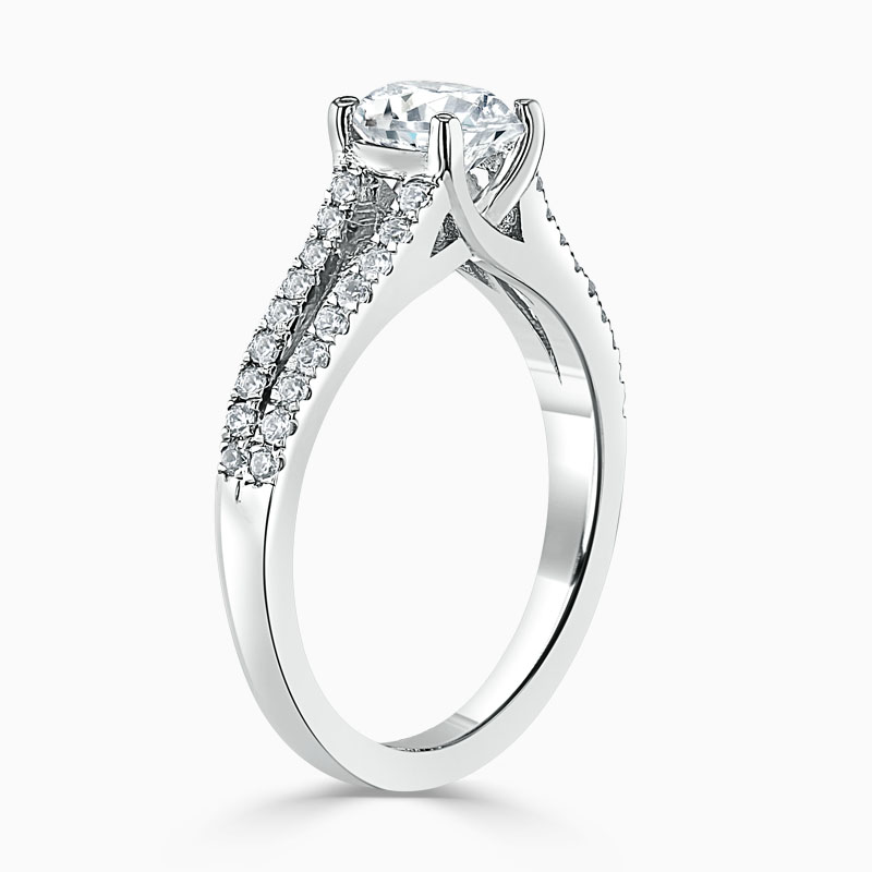 Platinum Round Brilliant Cutdown Split Shoulder Engagement Ring