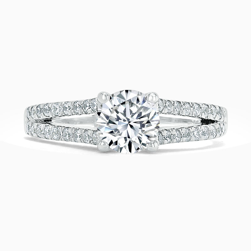 Platinum Round Brilliant Cutdown Split Shoulder Engagement Ring