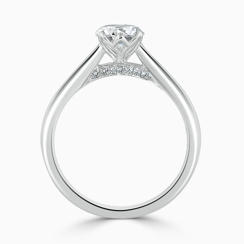 Platinum Round Brilliant Diamond Set Lotus Engagement Ring