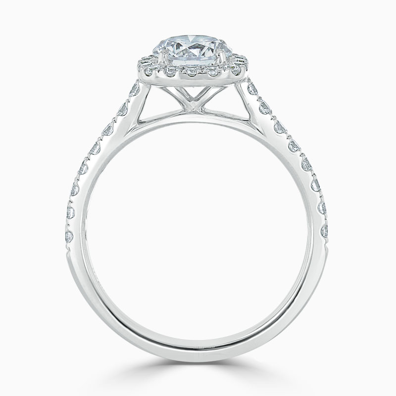 Platinum Round Brilliant Halo Cushion Shaped Engagement Ring