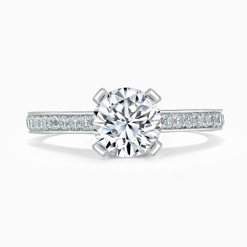 Platinum Round Brilliant Lucent Pavé Set Engagement Ring