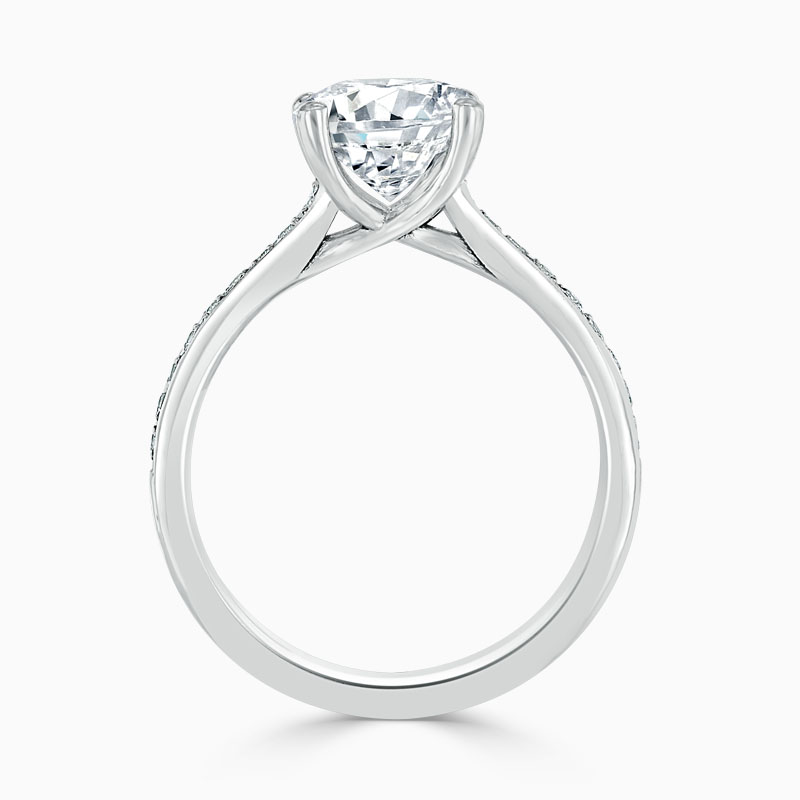 Platinum Round Brilliant Openset Pavé Engagement Ring