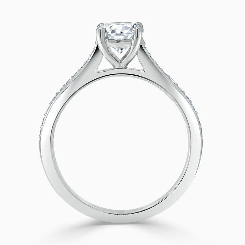 Platinum Round Brilliant Tapered Pavé Engagement Ring