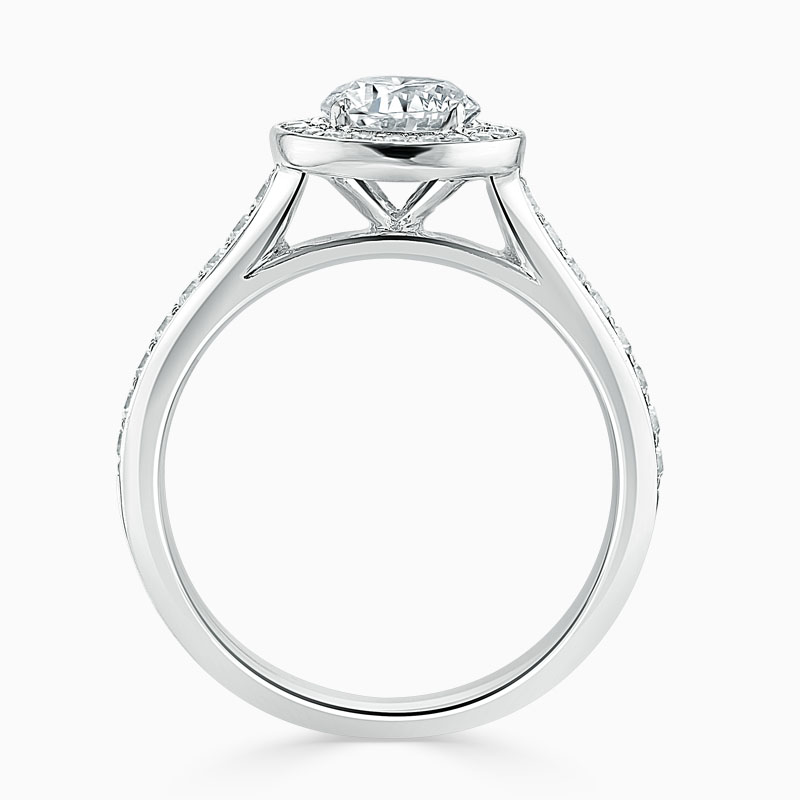 Platinum Round Brilliant Vintage Pavé Halo Engagement Ring