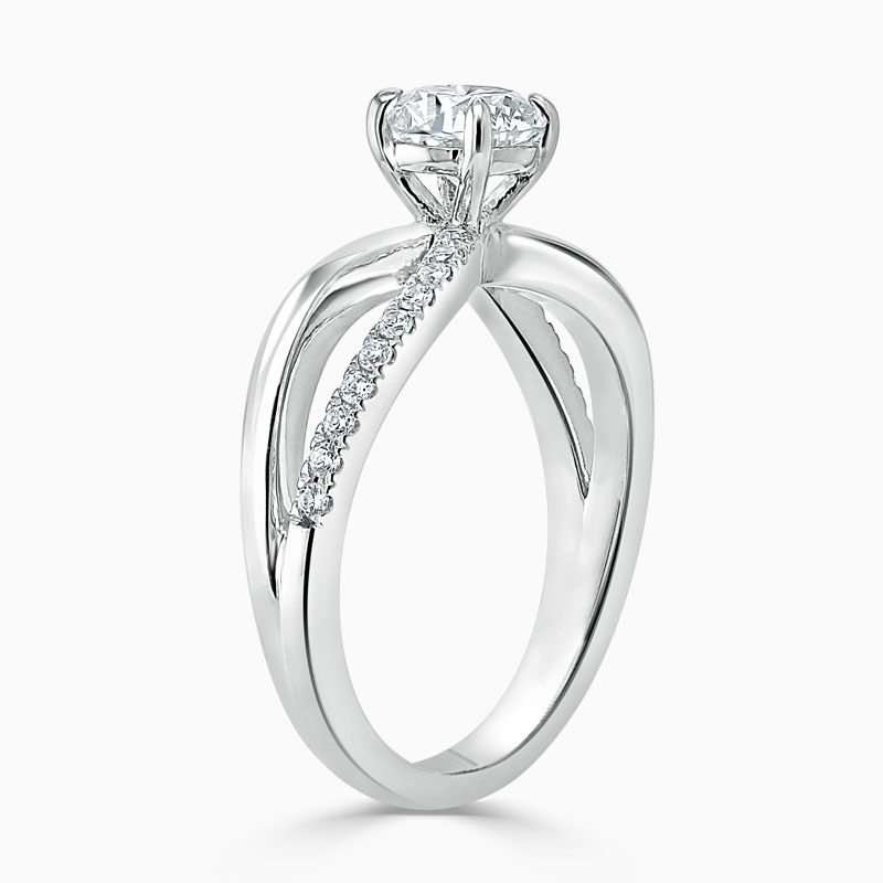 Platinum Round Brilliant Woven Set Engagement Ring