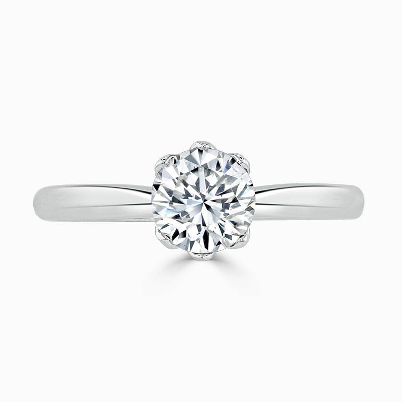 18ct White Gold Round Brilliant Diamond Set Lotus Engagement Ring