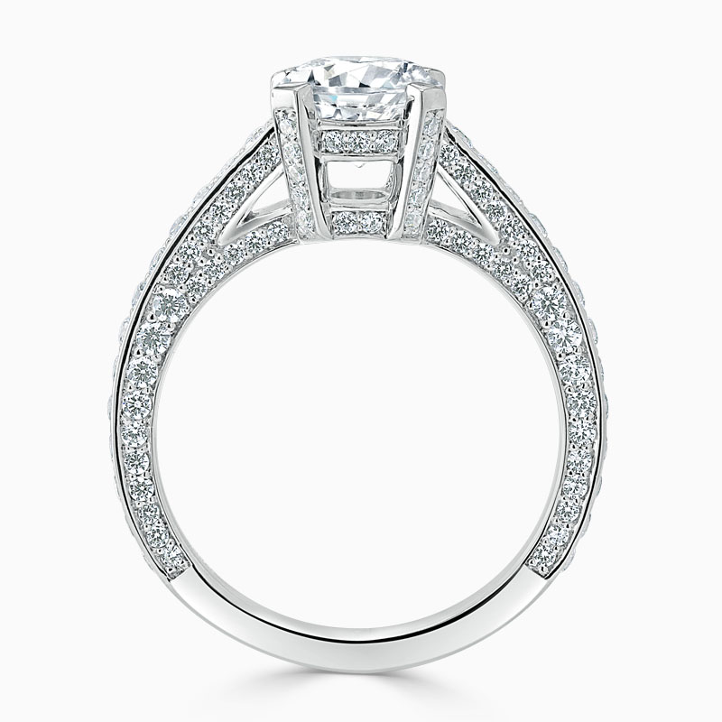 18ct White Gold Round Brilliant Lucent Pavé Set Engagement Ring