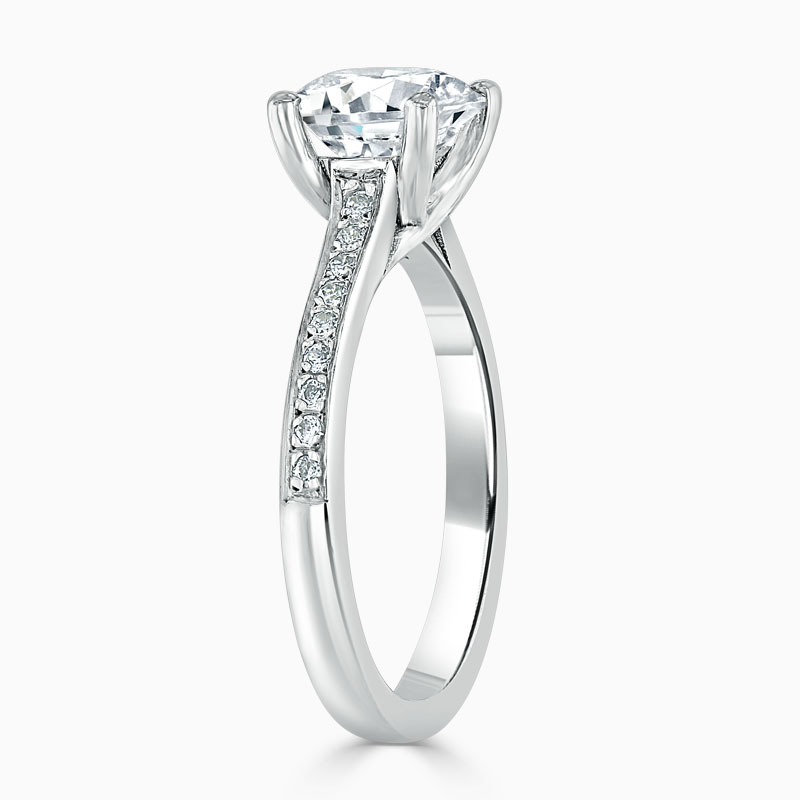18ct White Gold Round Brilliant Openset Pavé Engagement Ring