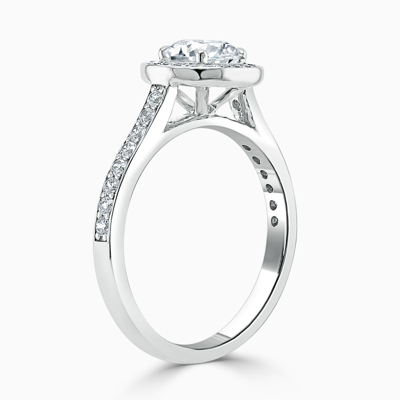 18ct White Gold Round Brilliant Vintage Pavé Halo Engagement Ring