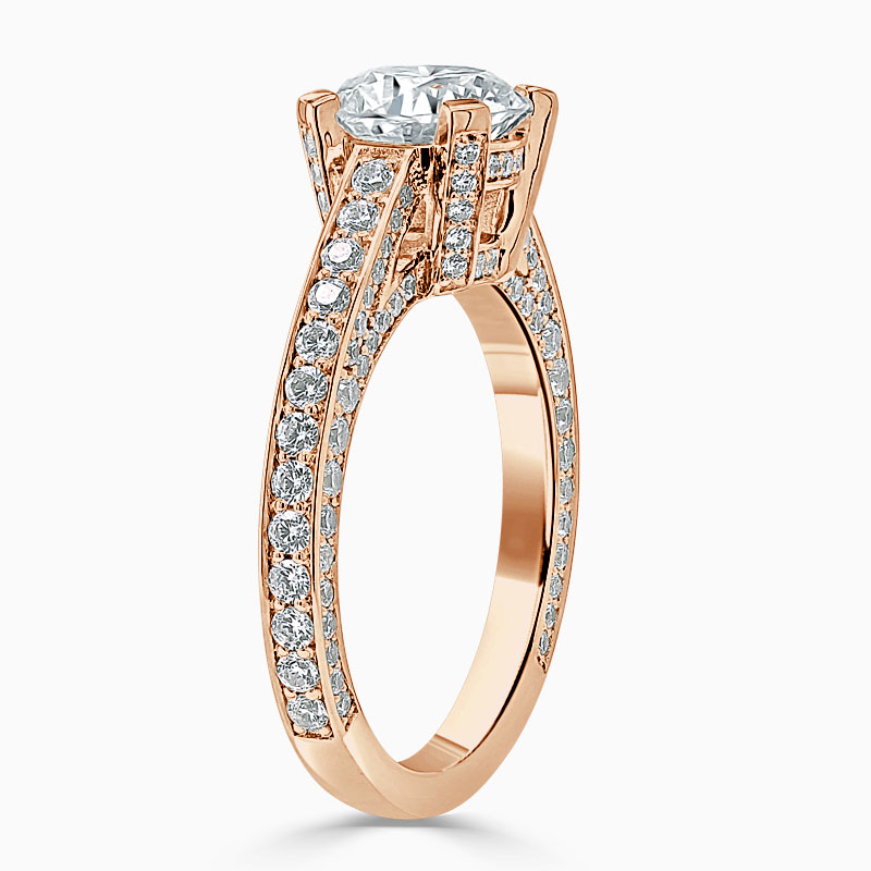 18ct Rose Gold Round Brilliant Lucent Pavé Set Engagement Ring
