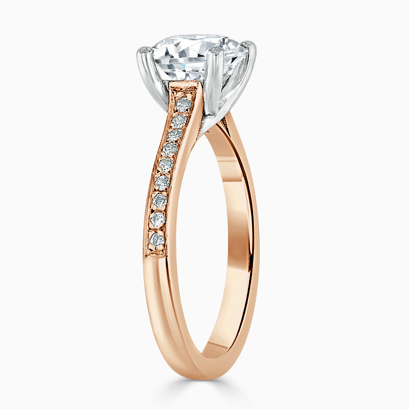 18ct Rose Gold Round Brilliant Openset Pavé Engagement Ring