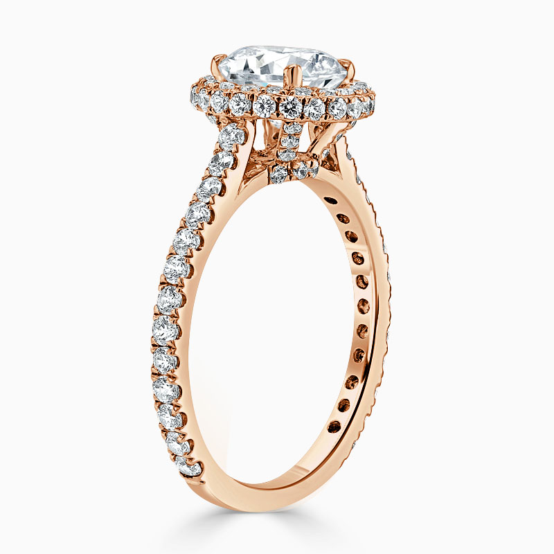 18ct Rose Gold Round Brilliant Original Halo Engagement Ring
