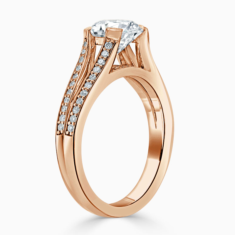 18ct Rose Gold Round Brilliant Pavé Split Shoulder Engagement Ring