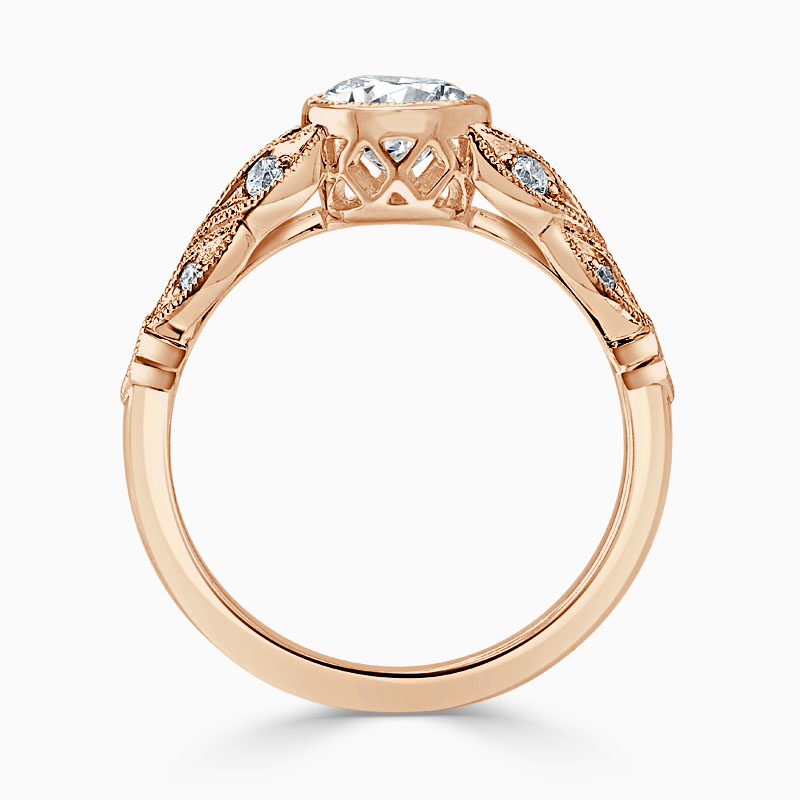 18ct Rose Gold Round Brilliant Rubover Milgrain Engagement Ring