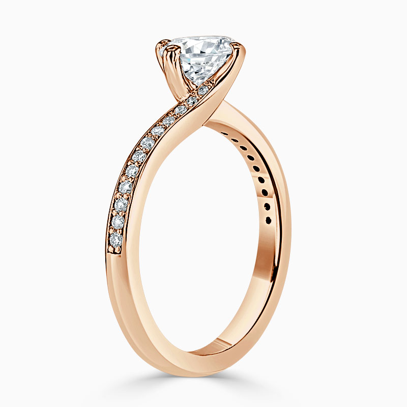 18ct Rose Gold Round Brilliant Twist Pavé Engagement Ring