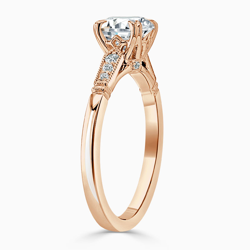 18ct Rose Gold Round Brilliant Vintage Engagement Ring