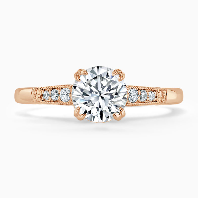 18ct Rose Gold Round Brilliant Vintage Engagement Ring