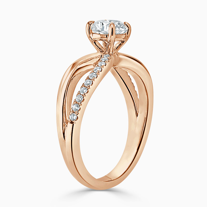 18ct Rose Gold Round Brilliant Woven Set Engagement Ring