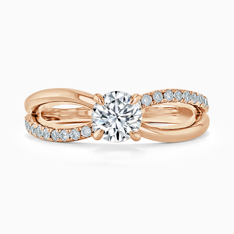 18ct Rose Gold Round Brilliant Woven Set Engagement Ring