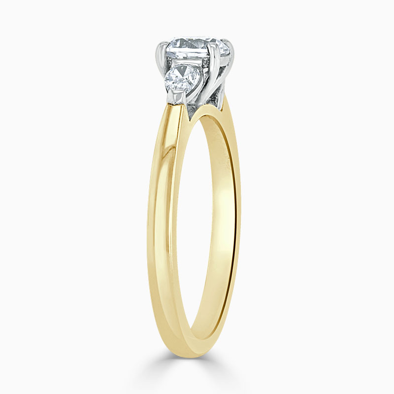 18ct Yellow Gold Round Brilliant 3 Stone with Pears Engagement Ring