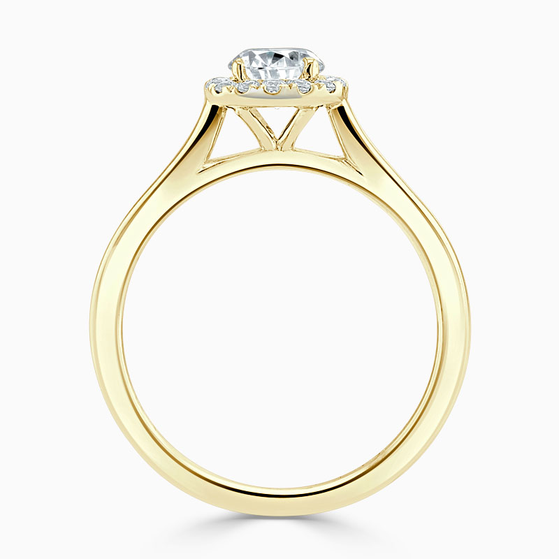 18ct Yellow Gold Round Brilliant Classic Plain Halo Engagement Ring