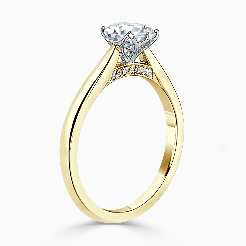 18ct Yellow Gold Round Brilliant Diamond Set Lotus Engagement Ring
