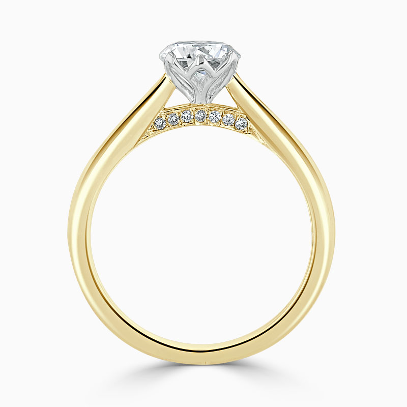 18ct Yellow Gold Round Brilliant Diamond Set Lotus Engagement Ring