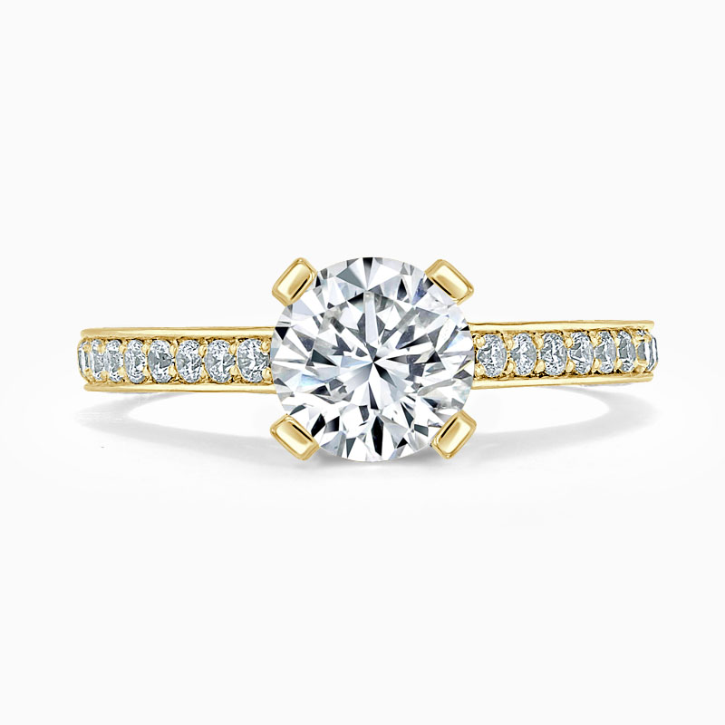 18ct Yellow Gold Round Brilliant Lucent Pavé Set Engagement Ring