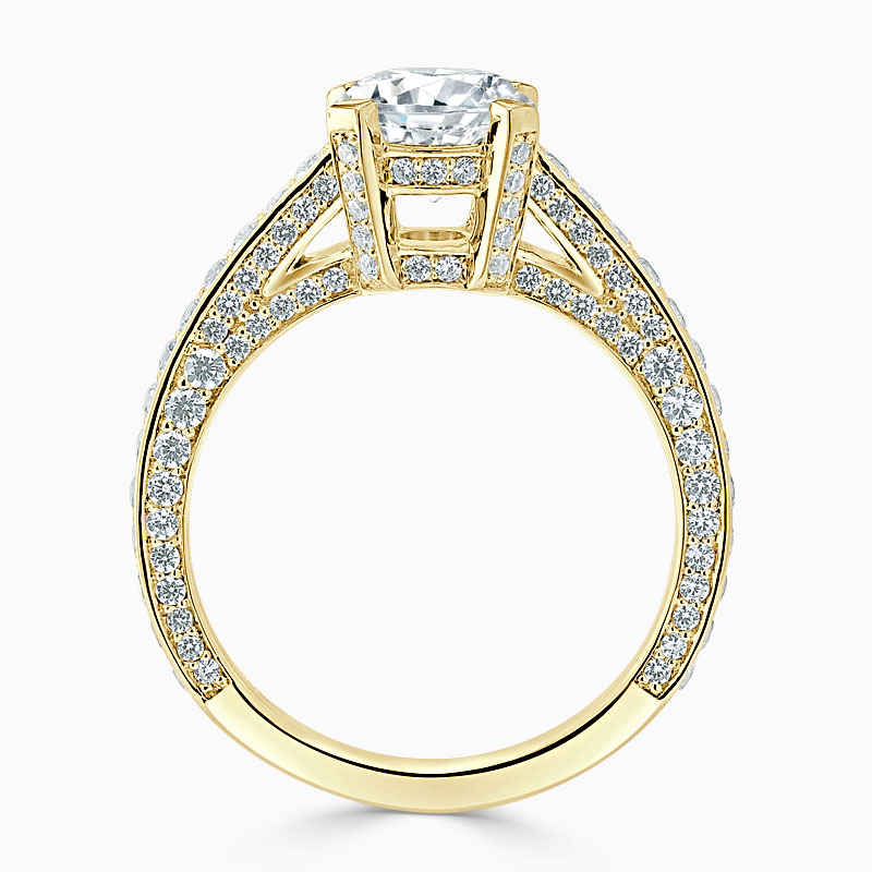 18ct Yellow Gold Round Brilliant Lucent Pavé Set Engagement Ring