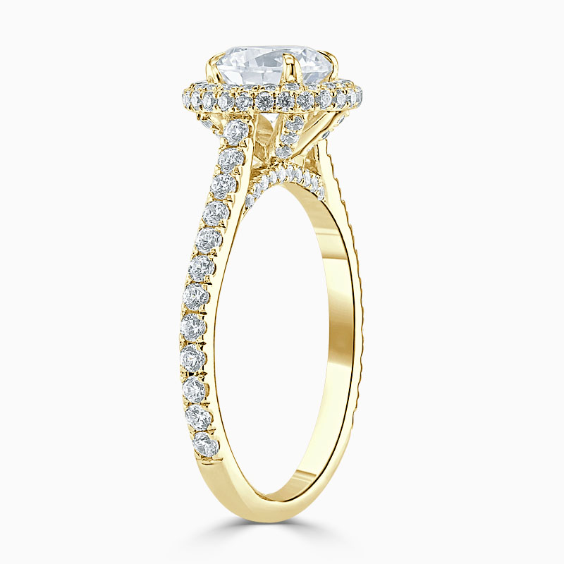18ct Yellow Gold Round Brilliant Luxe Halo Engagement Ring