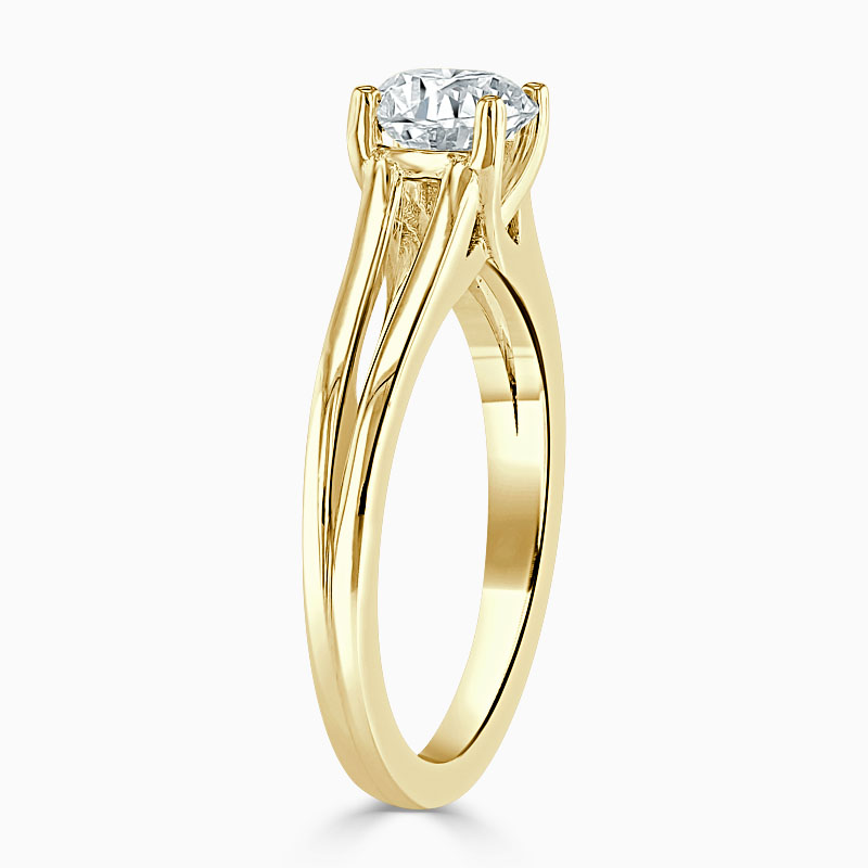 18ct Yellow Gold Round Brilliant Split Shoulder Engagement Ring