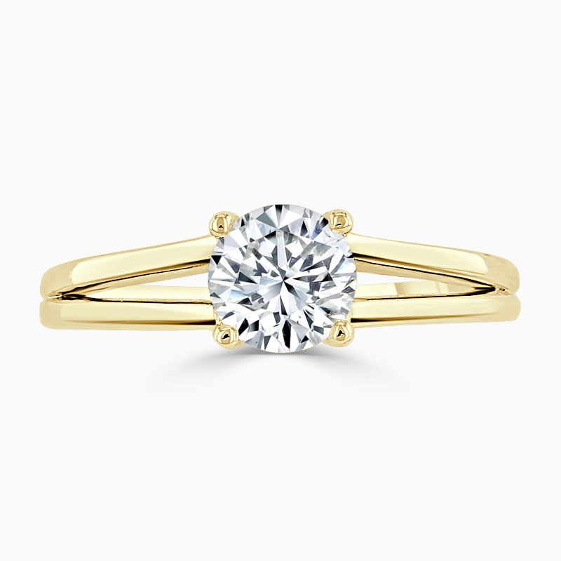 18ct Yellow Gold Round Brilliant Split Shoulder Engagement Ring
