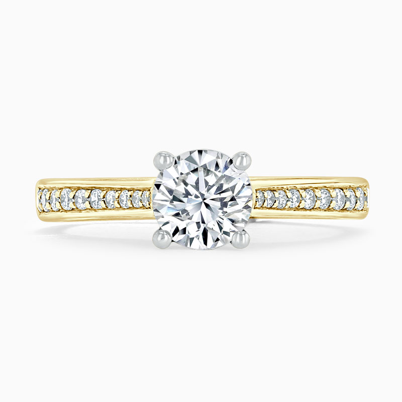 18ct Yellow Gold Round Brilliant Tapered Pavé Engagement Ring
