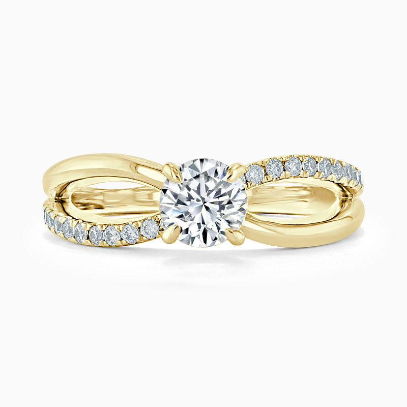 18ct Yellow Gold Round Brilliant Woven Set Engagement Ring