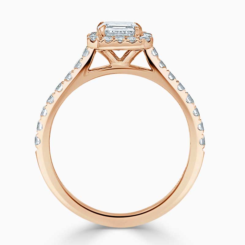 18ct Rose Gold Asscher Cut Classic Wedfit Halo Engagement Ring